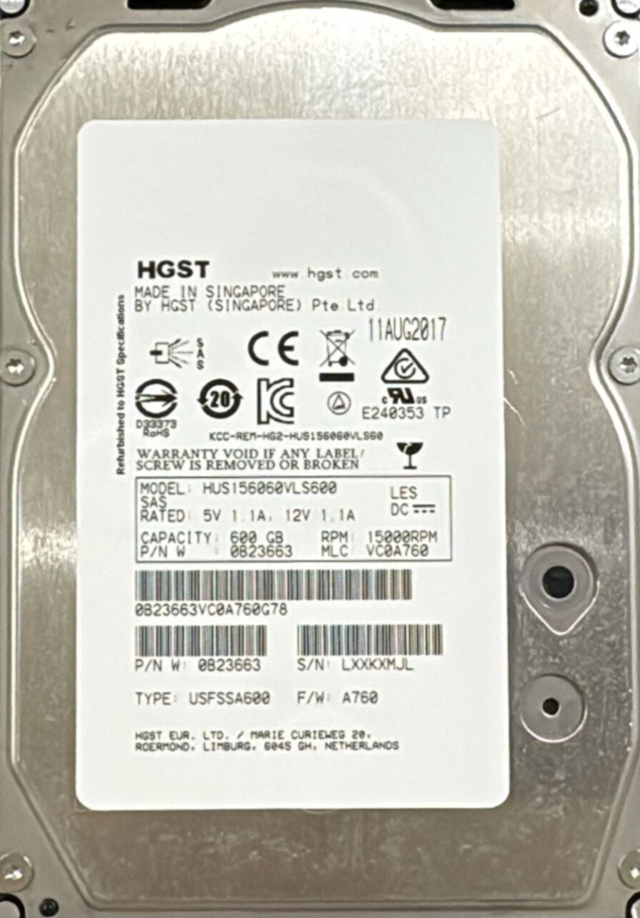 Hitachi HUS156060VLS600 600 GB HDD SAS P/N 0B23663