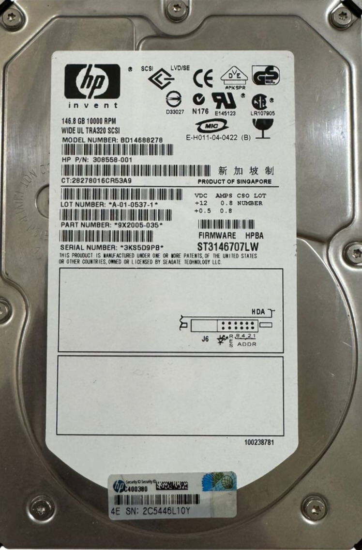 HP 146.8 GB 1K Ultra320 SCSI P/N 9X2006-035